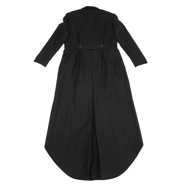 ヨウジヤマモト ファムYohji Yamamoto FEMME ウールストライプロングコート 黒S K-116602_014