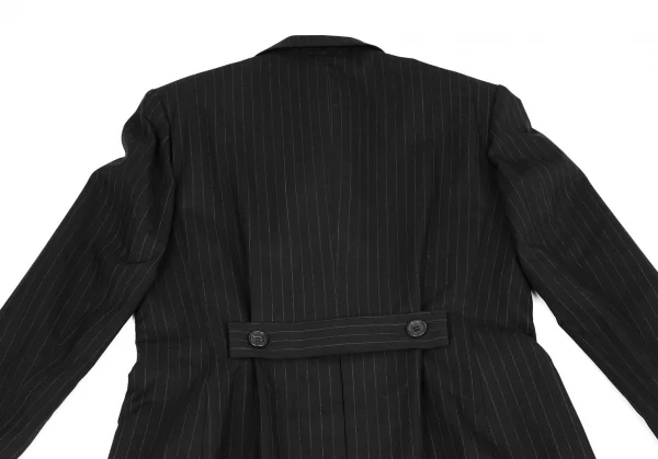 ヨウジヤマモト ファムYohji Yamamoto FEMME ウールストライプロングコート 黒S K-116602_015