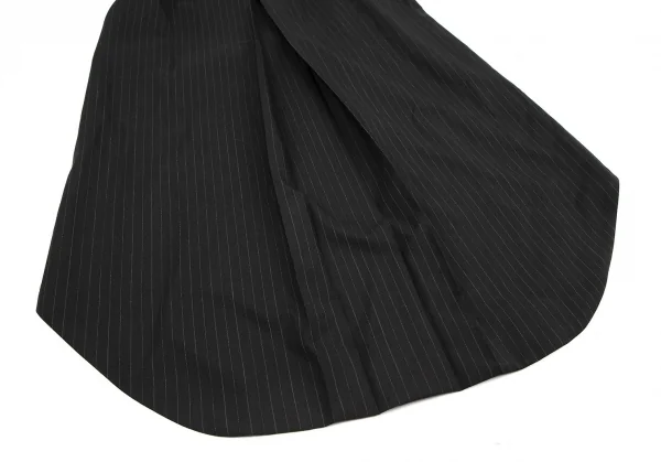 ヨウジヤマモト ファムYohji Yamamoto FEMME ウールストライプロングコート 黒S K-116602_017