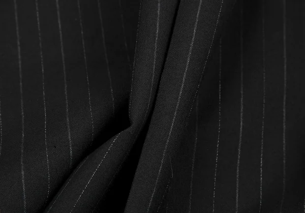 ヨウジヤマモト ファムYohji Yamamoto FEMME ウールストライプロングコート 黒S K-116602_018