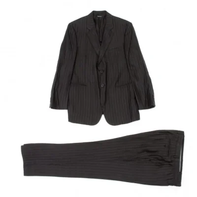 タグ ジョルジオ アルマーニ GIORGIO ARMANI BORGO21 リネンレーヨンストライプセットアップスーツ 黒