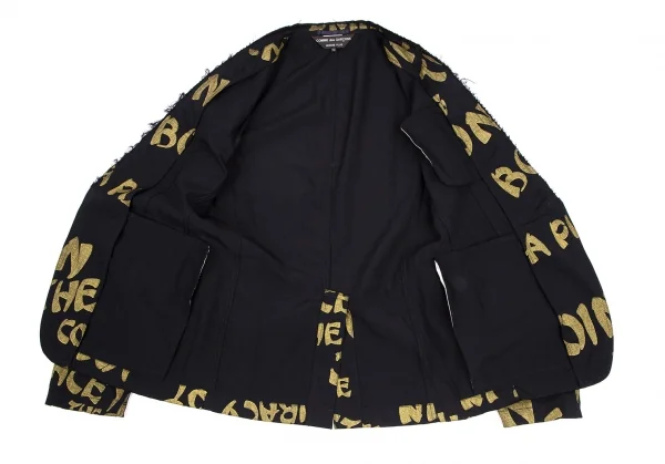 コムデギャルソンオムプリュスCOMME des GARCONS HOMME PLUS ラメプリント１Bウールギャバジャケット 紺金S K-116648_012