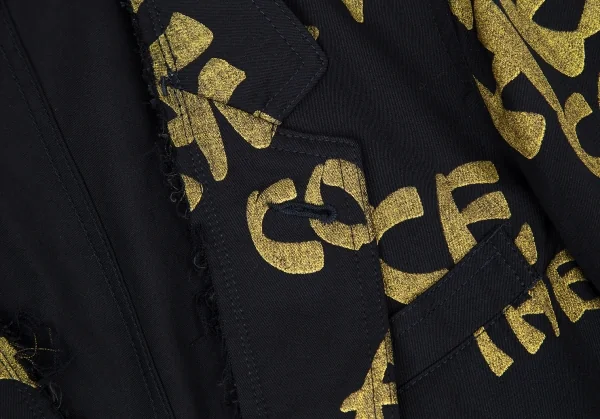 コムデギャルソンオムプリュスCOMME des GARCONS HOMME PLUS ラメプリント１Bウールギャバジャケット 紺金S K-116648_004