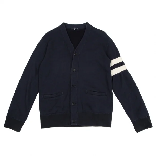 COMME des GARCONS HOMME Wool Fulling Line Sweat Cardigan Navy,White S K-116658_001