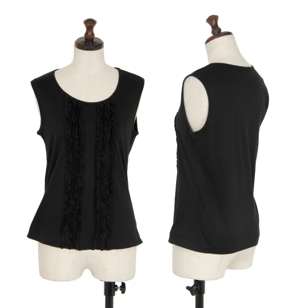 インゲボルグINGEBORG フリルテープ貼り付けタンクトップ 黒M K-116667_001