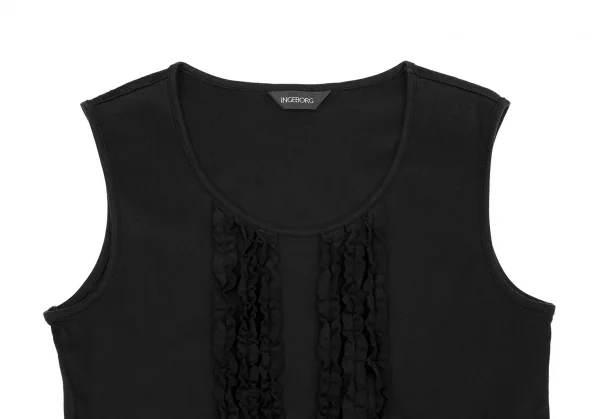 インゲボルグINGEBORG フリルテープ貼り付けタンクトップ 黒M K-116667_003