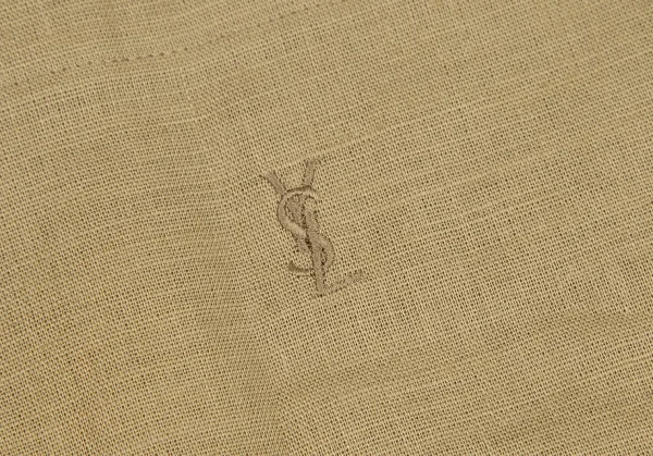 イヴサンローランYves Saint Laurent リネンコットンワンポイントロゴ刺繍半袖シャツ ベージュM K-116669_007