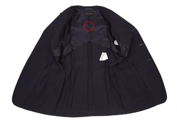 コムデギャルソンCOMME des GARCONSウールギャバカッティングデザインノースリーブジャケット 紺M K-116682_011