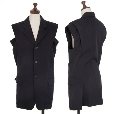 コムデギャルソンCOMME des GARCONSウールギャバカッティングデザインノースリーブジャケット