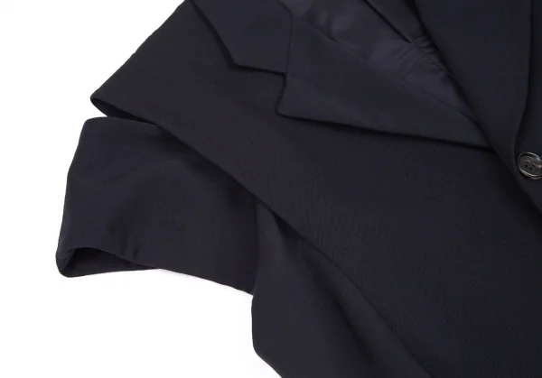 コムデギャルソンCOMME des GARCONSウールギャバカッティングデザインノースリーブジャケット 紺M K-116682_005