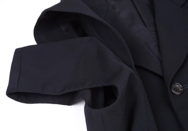 コムデギャルソンCOMME des GARCONSウールギャバカッティングデザインノースリーブジャケット 紺M K-116682_006