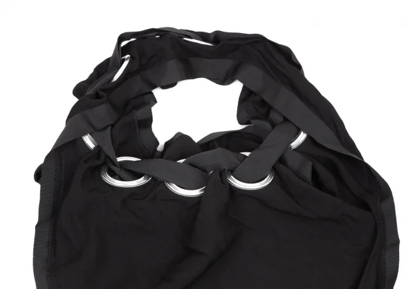 ヨウジヤマモト ファムYohji Yamamoto FEMME レーヨンギャバビッグアイレットホルターネックトップス 黒2 K-116707_010