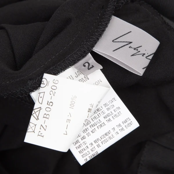 ヨウジヤマモト ファムYohji Yamamoto FEMME レーヨンギャバビッグアイレットホルターネックトップス 黒2 K-116707_015