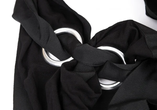 ヨウジヤマモト ファムYohji Yamamoto FEMME レーヨンギャバビッグアイレットホルターネックトップス 黒2 K-116707_004