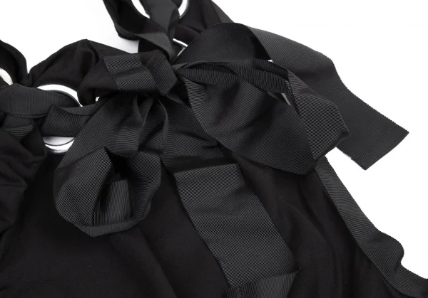 ヨウジヤマモト ファムYohji Yamamoto FEMME レーヨンギャバビッグアイレットホルターネックトップス 黒2 K-116707_005
