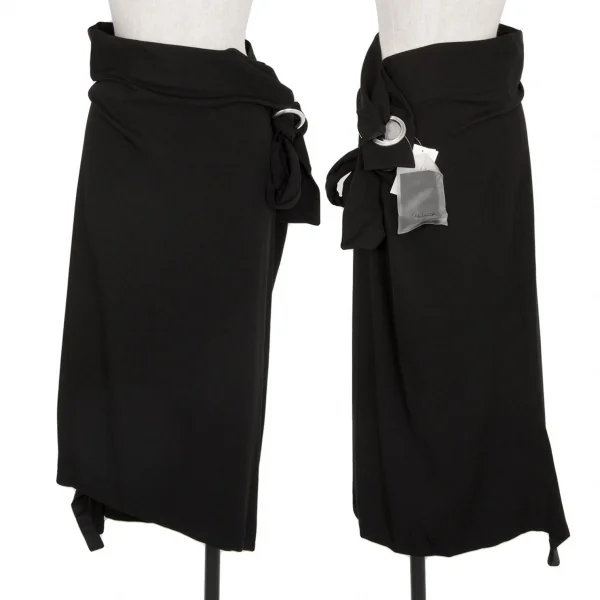 ヨウジヤマモト ファムYohji Yamamoto FEMME レーヨンギャバビッグアイレットスカート 黒1 K-116708_001