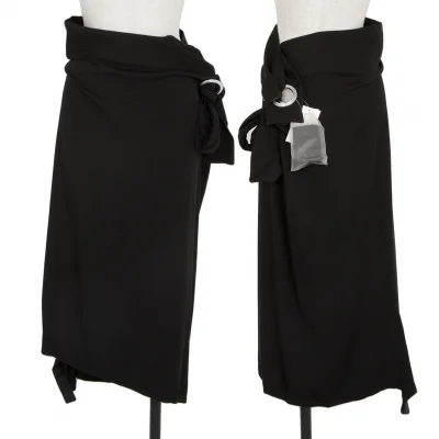 ヨウジヤマモト ファムYohji Yamamoto FEMME レーヨンギャバビッグアイレットスカート 黒