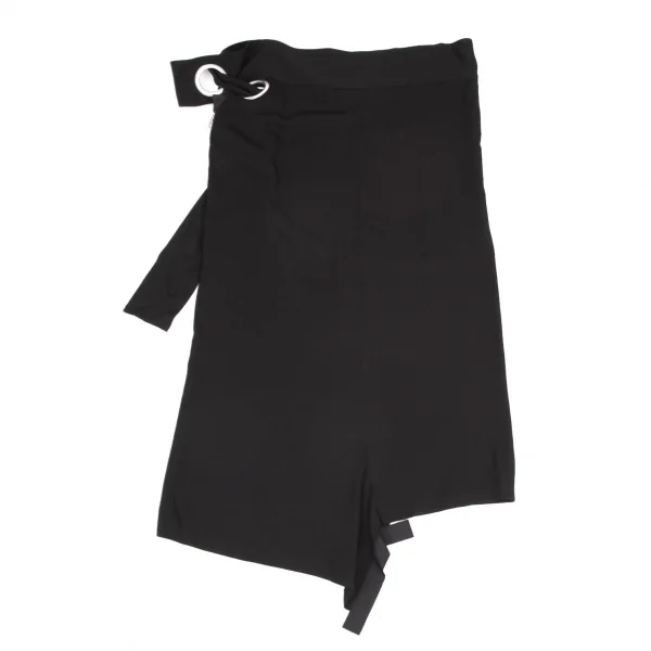 ヨウジヤマモト ファムYohji Yamamoto FEMME レーヨンギャバビッグアイレットスカート 黒1 K-116708_007