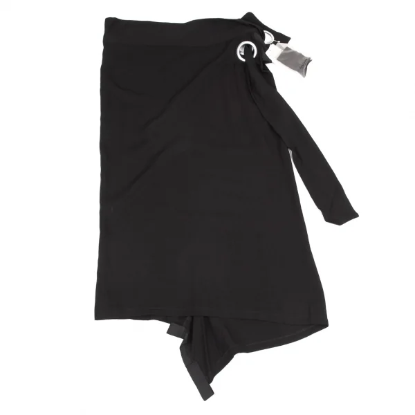 ヨウジヤマモト ファムYohji Yamamoto FEMME レーヨンギャバビッグアイレットセットアップ 黒2・1 K-116709_012