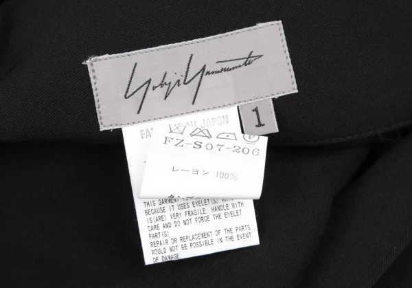 ヨウジヤマモト ファムYohji Yamamoto FEMME レーヨンギャバビッグアイレットセットアップ 黒2・1 K-116709_019