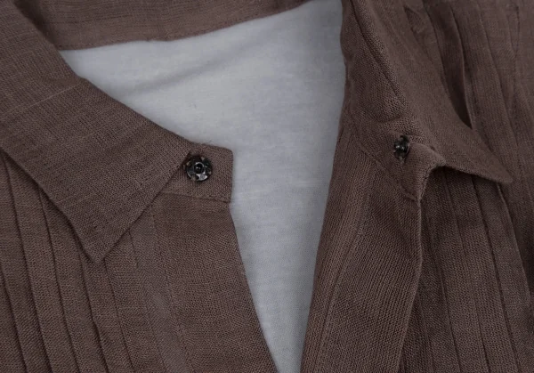 ヨウジヤマモト ファムYohji Yamamoto FEMME ピンタック切替カットソーシャツ グレー茶1 K-116710_004