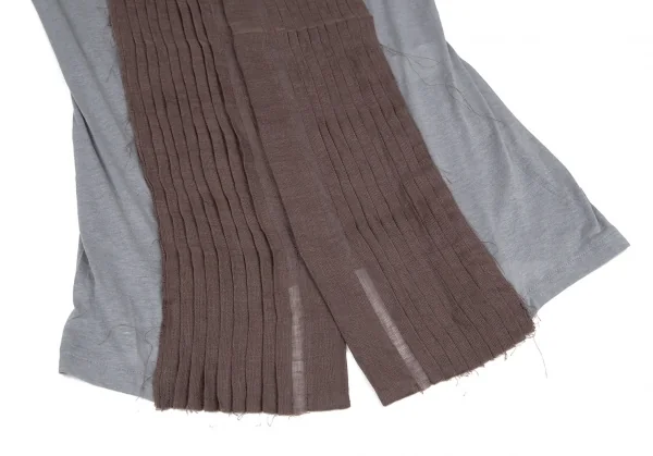 ヨウジヤマモト ファムYohji Yamamoto FEMME ピンタック切替カットソーシャツ グレー茶1 K-116710_007