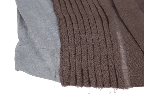 ヨウジヤマモト ファムYohji Yamamoto FEMME ピンタック切替カットソーシャツ グレー茶1 K-116710_008