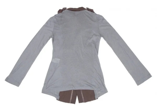 ヨウジヤマモト ファムYohji Yamamoto FEMME ピンタック切替カットソーシャツ グレー茶1 K-116710_010