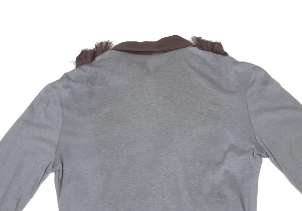 ヨウジヤマモト ファムYohji Yamamoto FEMME ピンタック切替カットソーシャツ グレー茶1 K-116710_011