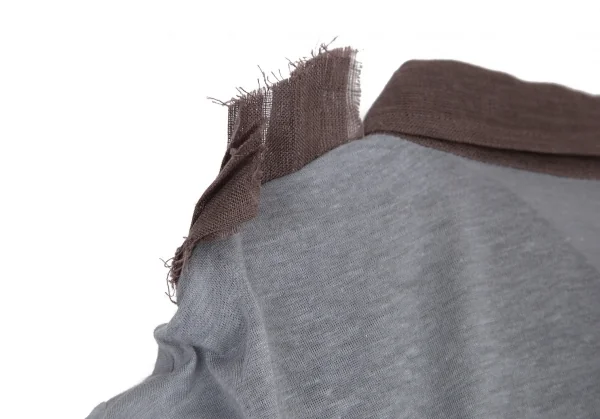 ヨウジヤマモト ファムYohji Yamamoto FEMME ピンタック切替カットソーシャツ グレー茶1 K-116710_012