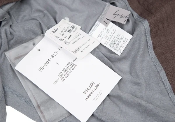 ヨウジヤマモト ファムYohji Yamamoto FEMME ピンタック切替カットソーシャツ グレー茶1 K-116710_015