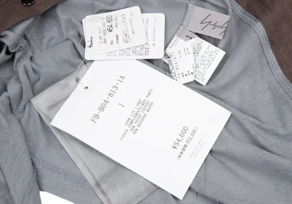 ヨウジヤマモト ファムYohji Yamamoto FEMME ピンタック切替カットソーシャツ グレー茶1 K-116710_016