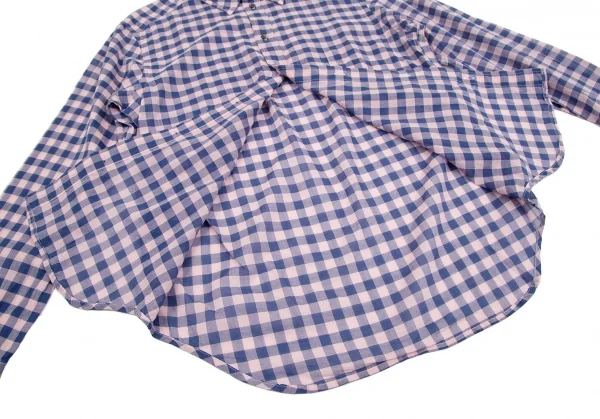 メルシーボークーmercibeaucoup コットンギンガムチェックシャツ ピンク青3 K-116720_010