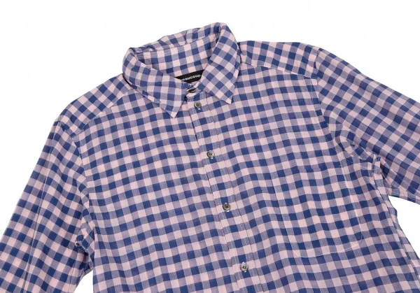 メルシーボークーmercibeaucoup コットンギンガムチェックシャツ ピンク青3 K-116720_003