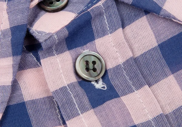 メルシーボークーmercibeaucoup コットンギンガムチェックシャツ ピンク青3 K-116720_005