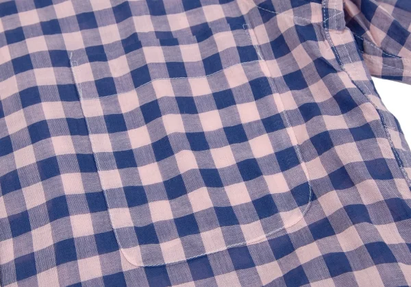 メルシーボークーmercibeaucoup コットンギンガムチェックシャツ ピンク青3 K-116720_006
