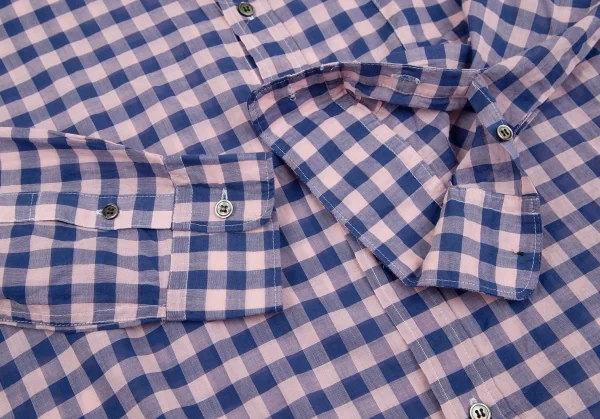 メルシーボークーmercibeaucoup コットンギンガムチェックシャツ ピンク青3 K-116720_008