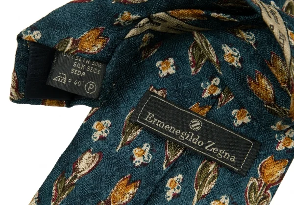 エルメネジルドゼニアErmenegildo Zegna チューリッププリントシルクネクタイ 青他 K-116747_009