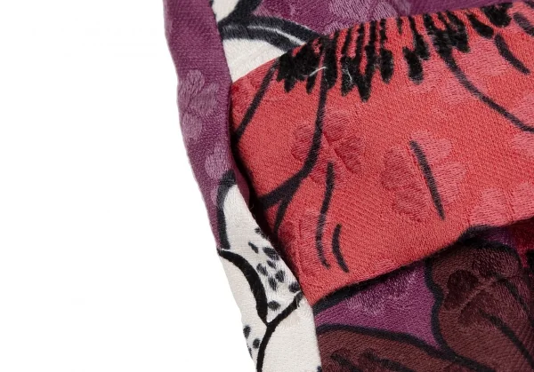 ケイタマルヤマKEITA MARUYAMA フラワープリントフレアスリーブボタンレスジャケット 紫ボルドー赤1 K-116758_008