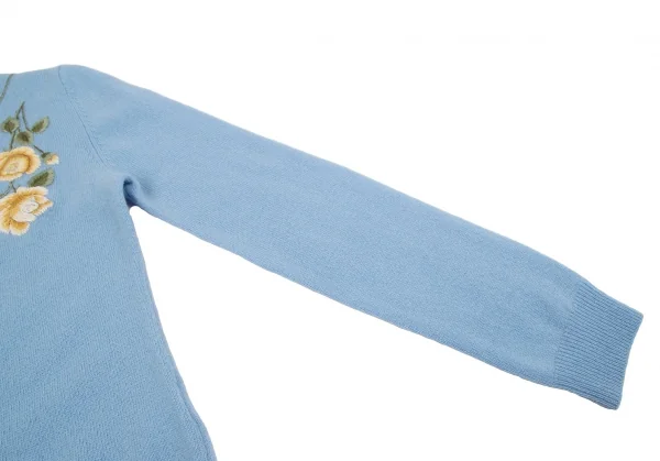 ケイタマルヤマKEITA MARUYAMA ウールカシミヤ花刺繍ニットカーディガン 水色1 K-116760_011