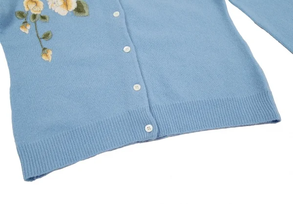 ケイタマルヤマKEITA MARUYAMA ウールカシミヤ花刺繍ニットカーディガン 水色1 K-116760_013