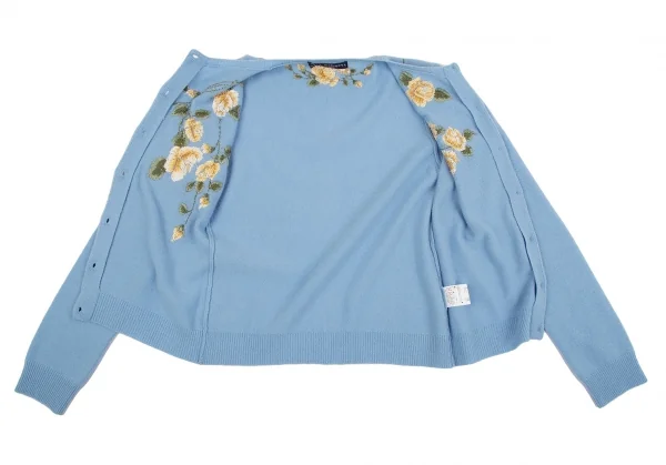 ケイタマルヤマKEITA MARUYAMA ウールカシミヤ花刺繍ニットカーディガン 水色1 K-116760_014