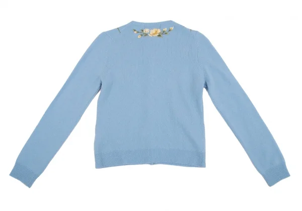 ケイタマルヤマKEITA MARUYAMA ウールカシミヤ花刺繍ニットカーディガン 水色1 K-116760_015
