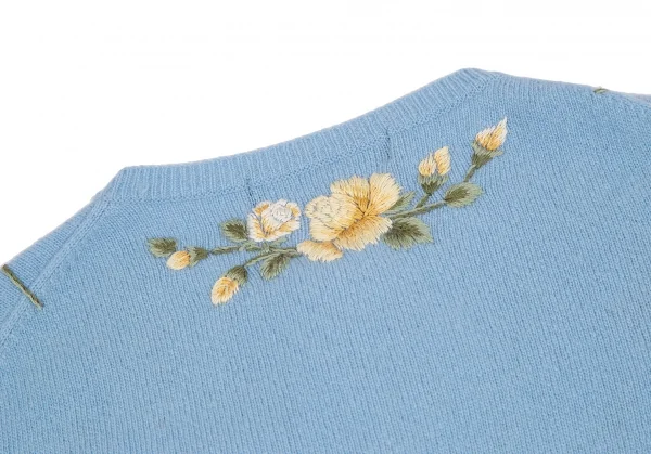 ケイタマルヤマKEITA MARUYAMA ウールカシミヤ花刺繍ニットカーディガン 水色1 K-116760_016