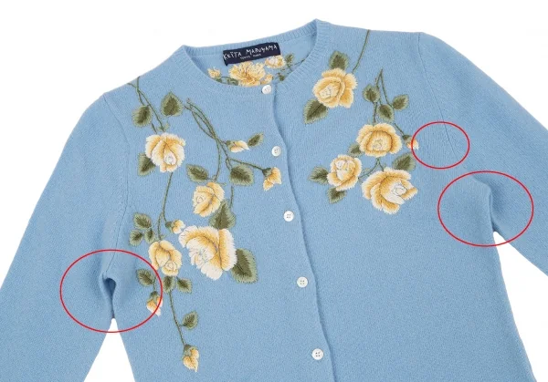 ケイタマルヤマKEITA MARUYAMA ウールカシミヤ花刺繍ニットカーディガン 水色1 K-116760_003