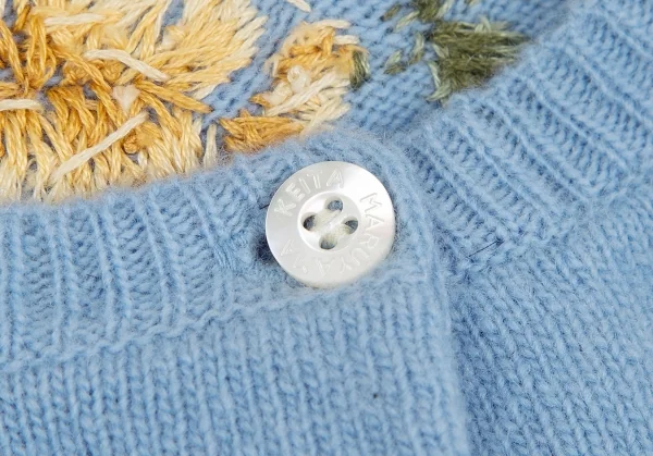 ケイタマルヤマKEITA MARUYAMA ウールカシミヤ花刺繍ニットカーディガン 水色1 K-116760_008