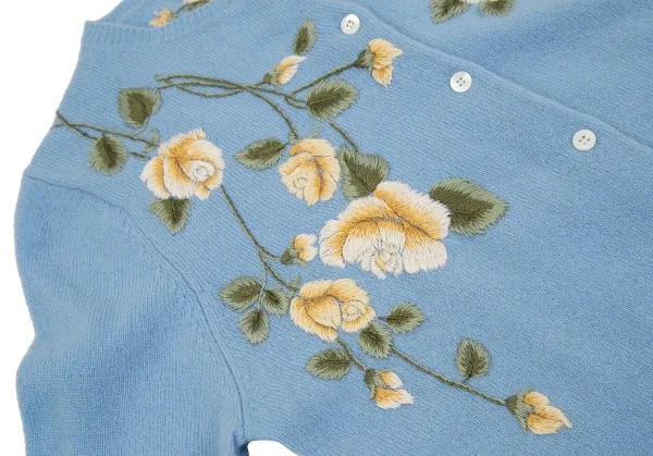 ケイタマルヤマKEITA MARUYAMA ウールカシミヤ花刺繍ニットカーディガン 水色1 K-116760_009