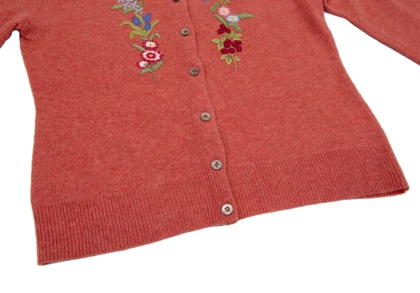 ケイタマルヤマKEITA MARUYAMA ウールカシミヤ花刺繍ニットカーディガン 赤1 K-116761_010