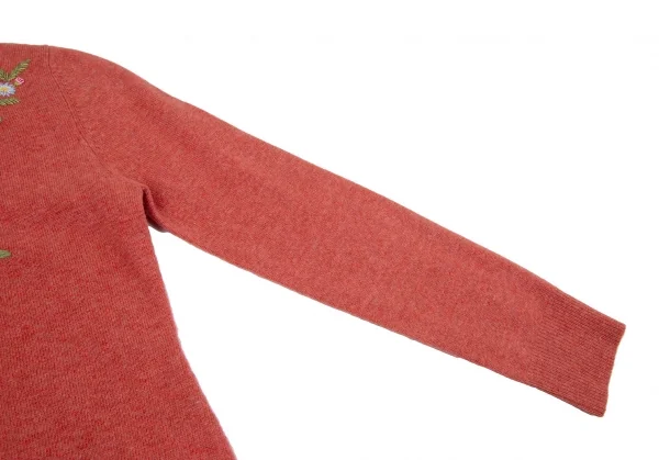 ケイタマルヤマKEITA MARUYAMA ウールカシミヤ花刺繍ニットカーディガン 赤1 K-116761_008