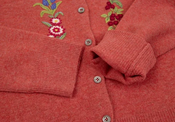 ケイタマルヤマKEITA MARUYAMA ウールカシミヤ花刺繍ニットカーディガン 赤1 K-116761_009